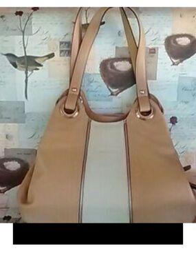 Buttery Crean Two-Tone Tan & Cream Leather Shoulder Bag